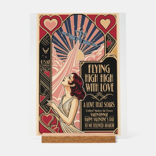 USAF Art Deco Valentine Edition Acrylschild (Vorderseite)