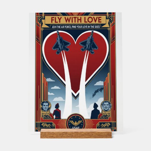 USAF Art Deco Valentine Edition Acrylschild (Vorderseite)
