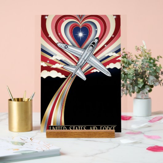 USAF Art Deco Valentine Edition Acrylschild (Hochzeit)