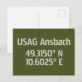 USAG Ansbach Latitude Länge Postkarte (Vorne/Hinten)