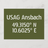 USAG Ansbach Latitude Länge Postkarte (Vorderseite)