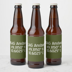 USAG Ansbach Latitude Longitude Bierflaschenetikett