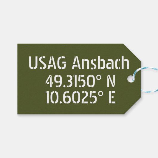 USAG Ansbach Latitude Longitude Geschenkanhänger (Vorderseite (Horizontal))