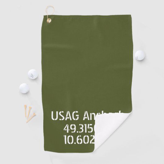 USAG Ansbach Latitude Longitude Golfhandtuch (Insitu)