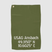 USAG Ansbach Latitude Longitude Golfhandtuch (Vorderseite)