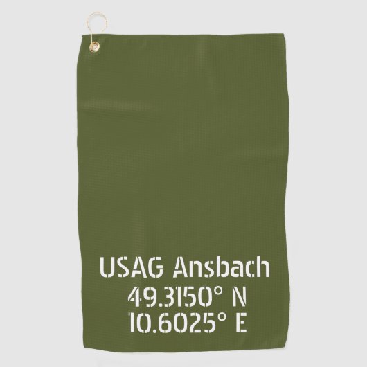 USAG Ansbach Latitude Longitude Golfhandtuch (Vorderseite)