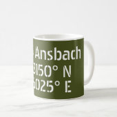 USAG Ansbach Latitude Longitude Kaffeetasse (VorderseiteRechts)