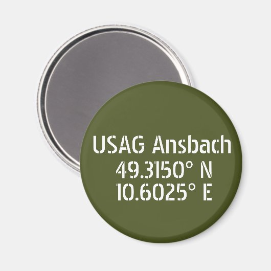 USAG Ansbach Latitude Longitude Magnet (Vorderseite/Rückseite)