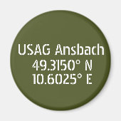 USAG Ansbach Latitude Longitude Magnet (Vorne)