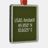 USAG Ansbach Latitude Longitude Ornament Aus Metall (Rechts)