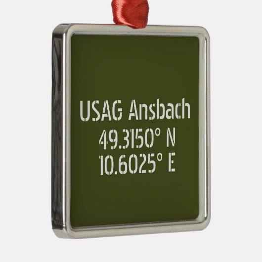 USAG Ansbach Latitude Longitude Ornament Aus Metall (Rechts)
