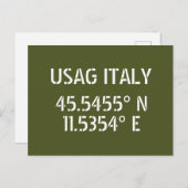USAG Italien Latitude Longitude Postkarte (Vorne/Hinten)