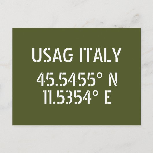USAG Italien Latitude Longitude Postkarte (Vorderseite)