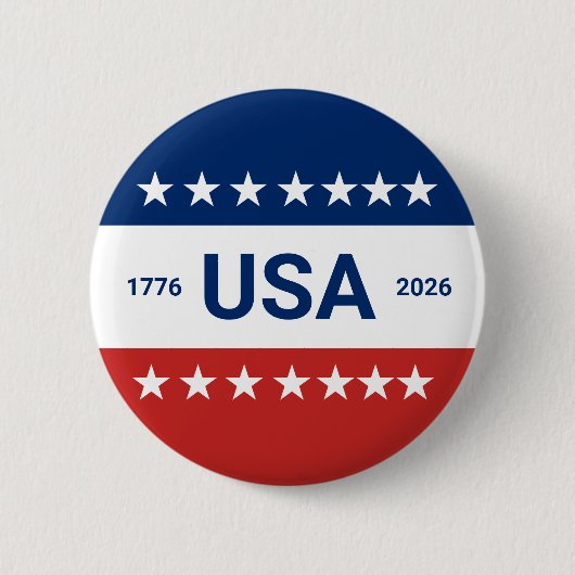 USA's 250th Anniversary 1776 2026 Red White Blue Button (Vorderseite)