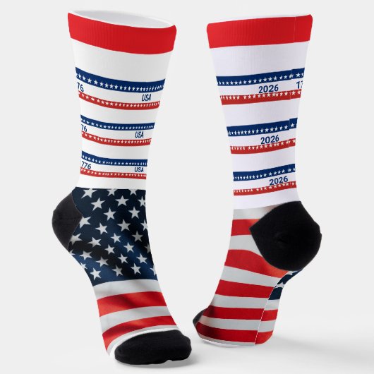 USA's 250th Anniversary 1776 2026 Red White Blue Socken (Gewinkelt)