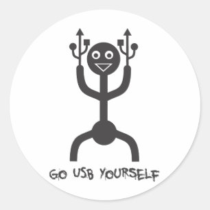 USB-Mann Runder Aufkleber