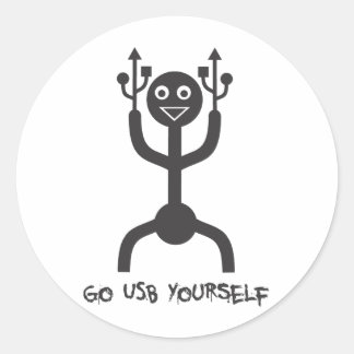 USB-Mann Runder Aufkleber