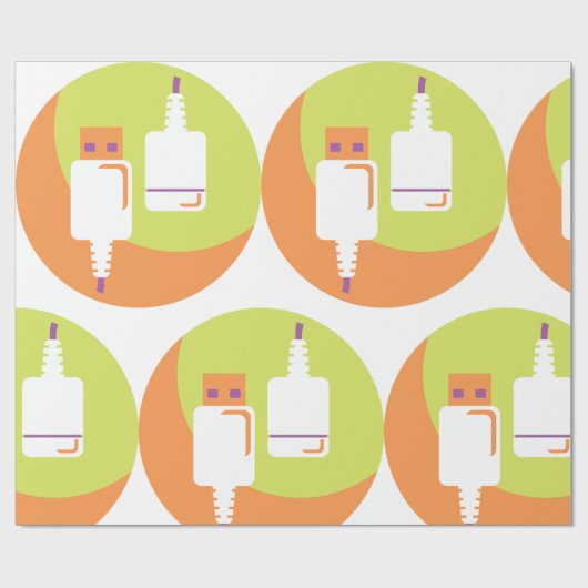 USB-Plug-Symbol Geschenkpapier (Flach)