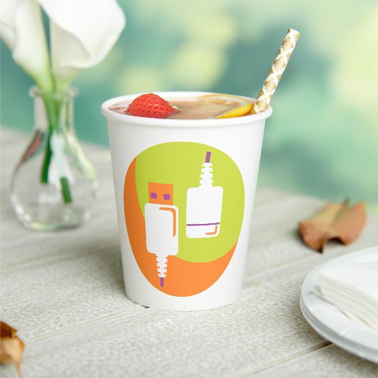 USB-Plug-Symbol Pappbecher