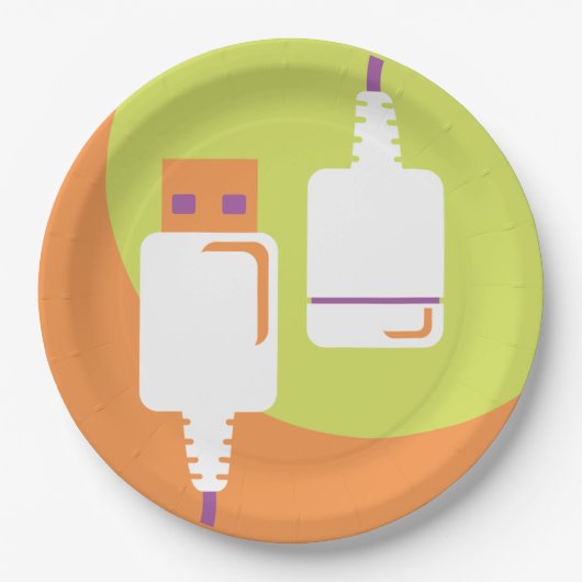 USB-Plug-Symbol Pappteller (Vorderseite)