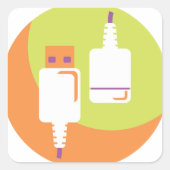 USB-Plug-Symbol Quadratischer Aufkleber (Vorderseite)