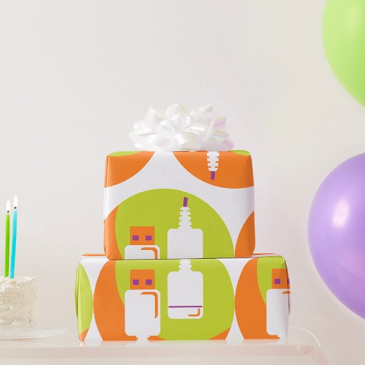 USB-Stecker-Symbol Geschenkpapier