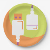 USB-Stecker-Symbol Pappteller (Vorderseite)