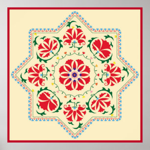 usbekische ethnisch Vintage Ornament suzanisuzani, Poster