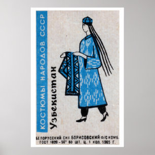 Usbekische Frau - Streichholzschachtel-Druck - Äst Poster