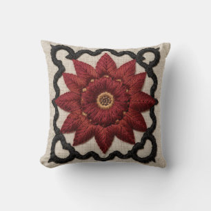 Usbekisches Suzani-Kissen Krapp Sonnenrosette Kissen