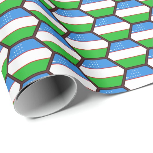 Usbekistan Flag Honeycomb Wrapping Paper Geschenkpapier (Rolleneckpunkt)