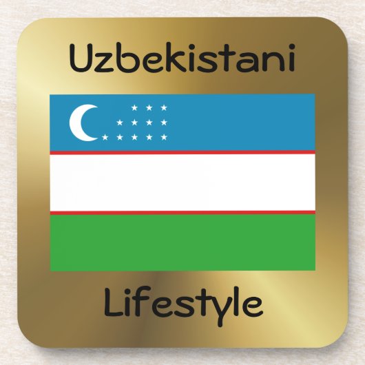 Usbekistan Flag+Text-Untersetzer Getränkeuntersetzer (Vorderseite)