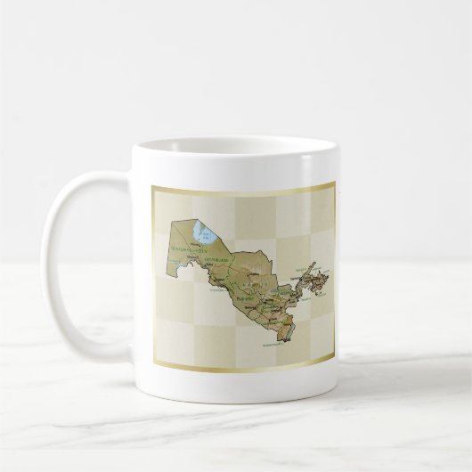 Usbekistan-Flagge + Karten-Tasse Kaffeetasse (Links)
