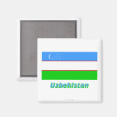 Usbekistan Flagge mit Name Magnet (Vorderseite/Rückseite)