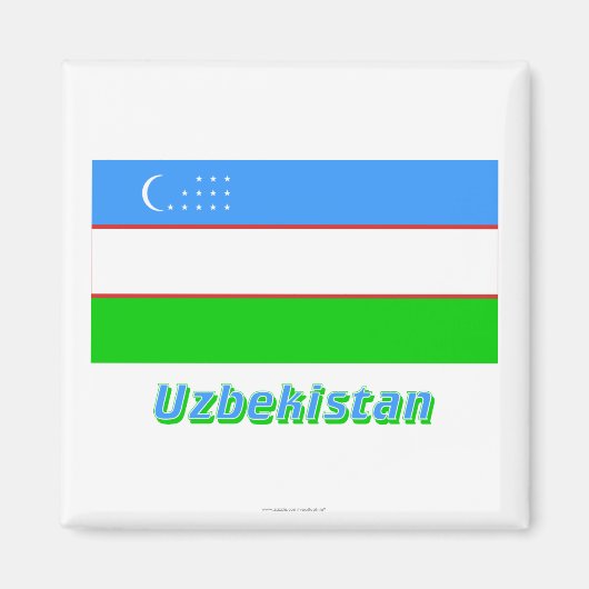 Usbekistan Flagge mit Name Magnet (Vorne)