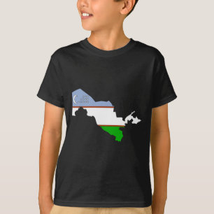 Usbekistan-Flaggen-Karte Größengleich T-Shirt
