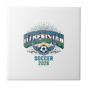 Usbekistan Fußball 2026 Fußball Fett Land Typograf Fliese