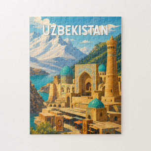 Usbekistan Illustration Reise Kunst Vintage Puzzle