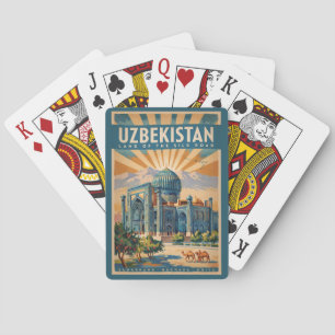 Usbekistan Kamel Illustration Reise Kunst Vintage Spielkarten
