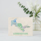Usbekistan - Länderkarte Postkarte (Stehend Vorderseite)