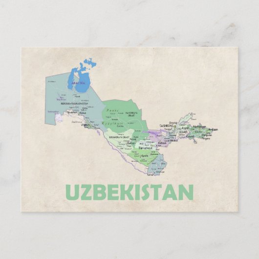 Usbekistan - Länderkarte Postkarte (Vorderseite)