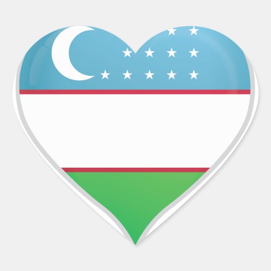 Usbekistan Liebe Flaggenstempel Herz-Aufkleber (Vorderseite)