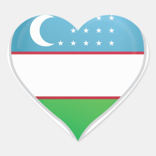 Usbekistan Liebe Flaggenstempel Herz-Aufkleber