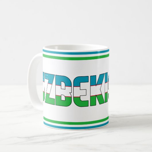 Usbekistan National Flag Patriotic Kaffeetasse (Vorderseite Links)