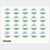 Usbekistan Ripped Flag Classic Round Sticker (Blatt)