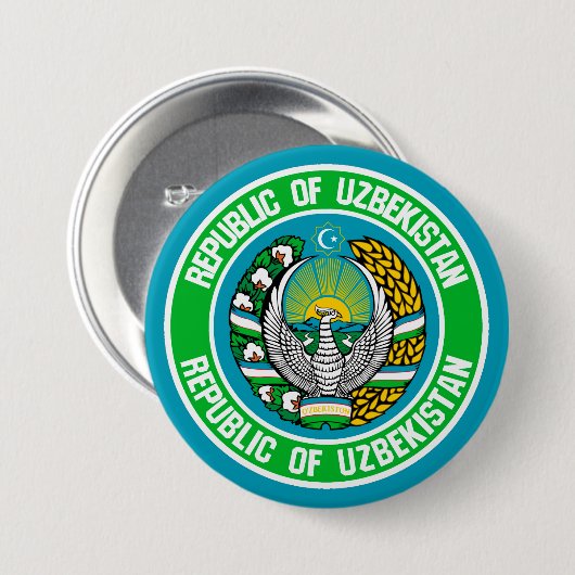 Usbekistan Runde Emblem Button (Vorne & Hinten)
