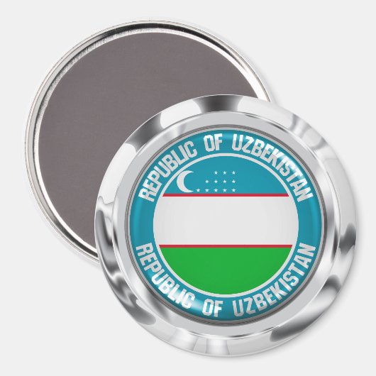 Usbekistan Runde Emblem Magnet (Vorderseite/Rückseite)
