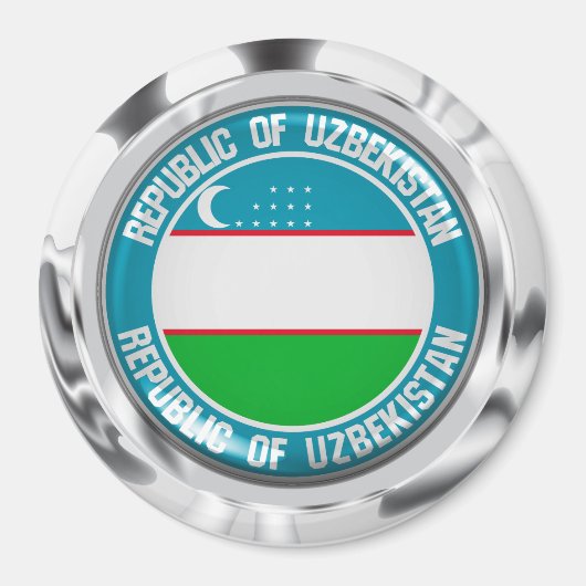 Usbekistan Runde Emblem Magnet (Vorne)