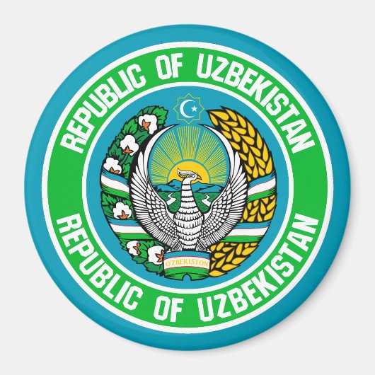 Usbekistan Runde Emblem Magnet (Vorne)
