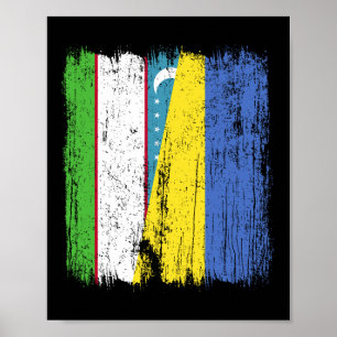 Usbekistan Ukraine Halbflagge usbekisch ukrainisch Poster